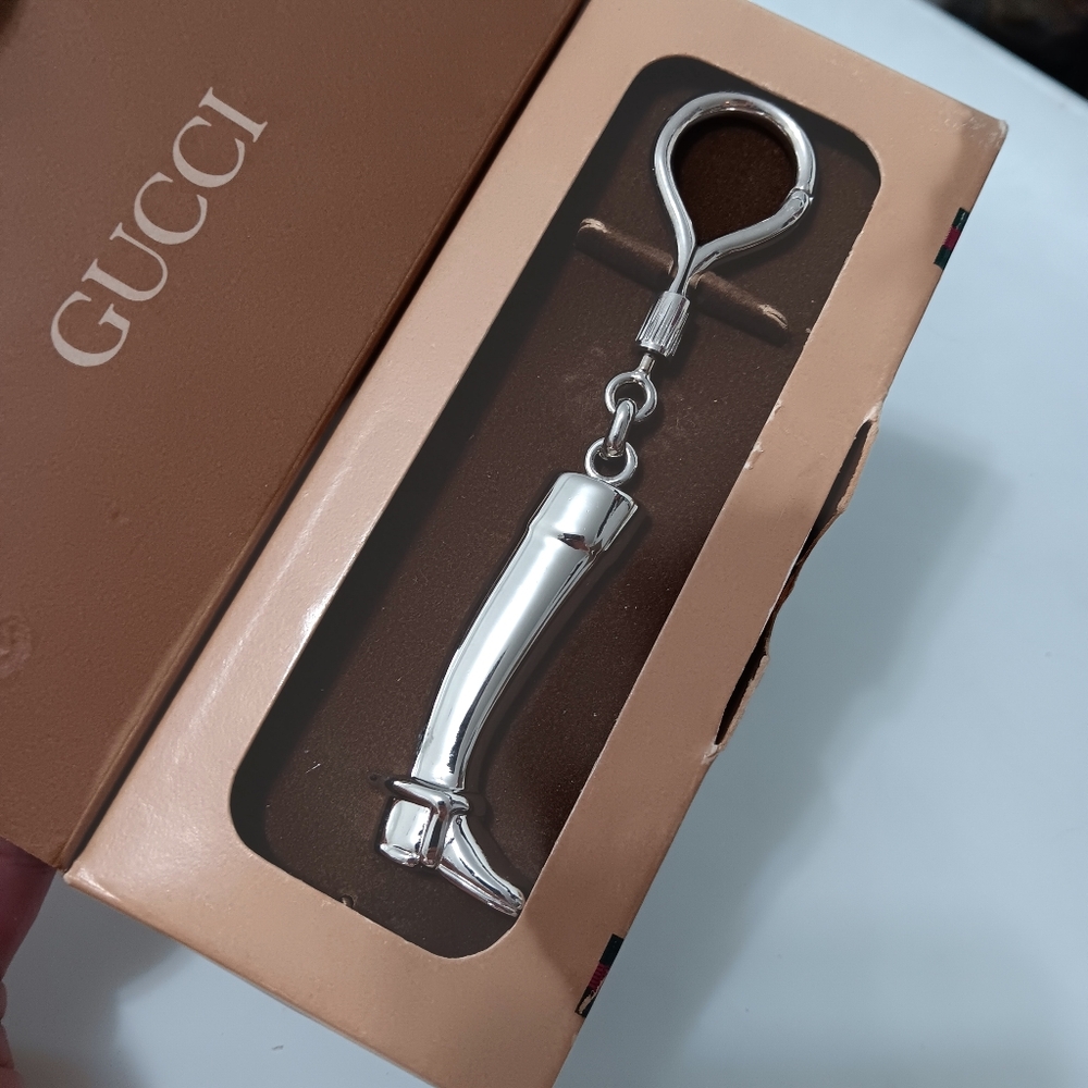 RARE Gucci Silver Horn Keychain